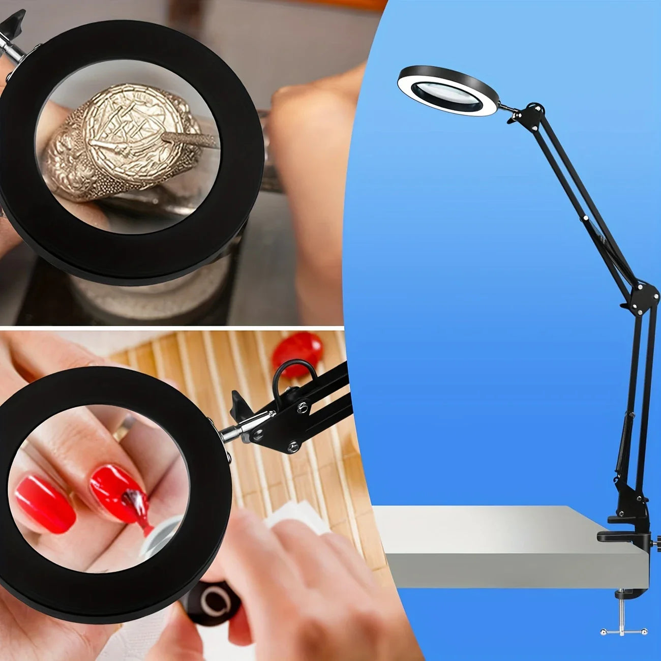 Lupa de Escritorio con Luz LED y Soporte Ajustable