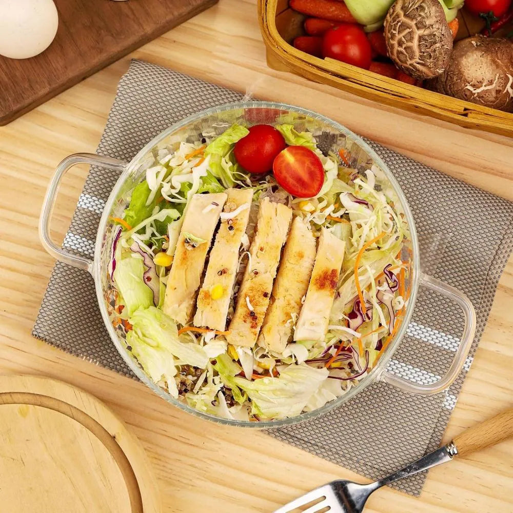 Olla de Vidrio Estriada con Tapa y Agarraderas - 1.5 Litros