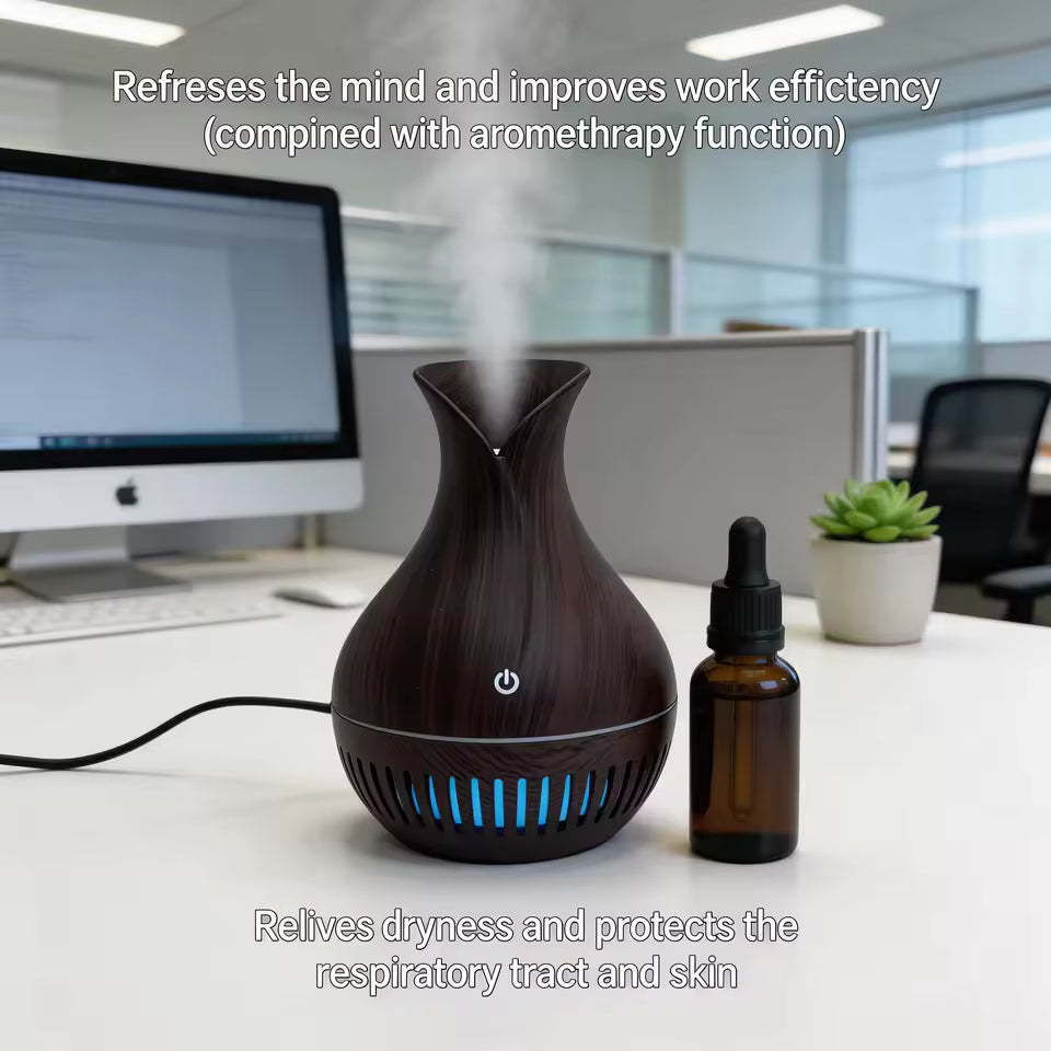 🏺 Mini Humidificador y Difusor Portátil 160ml | Diseño Jarrón con Luz Cálida ✨