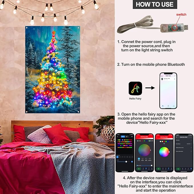 Tapiz de Pared Navideño LED Inteligente