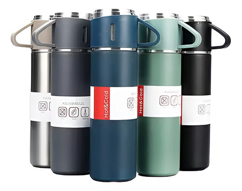 Termo Vacuum Metalizado 500 ml + 3 Tazas