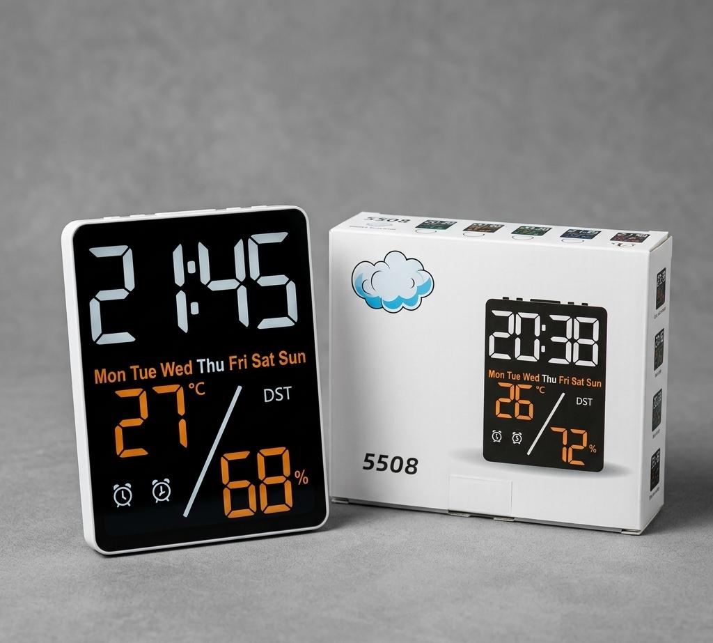 🕒 Reloj Despertador Digital LED y Estación Térmica | Termohigrómetro Pro 🟠