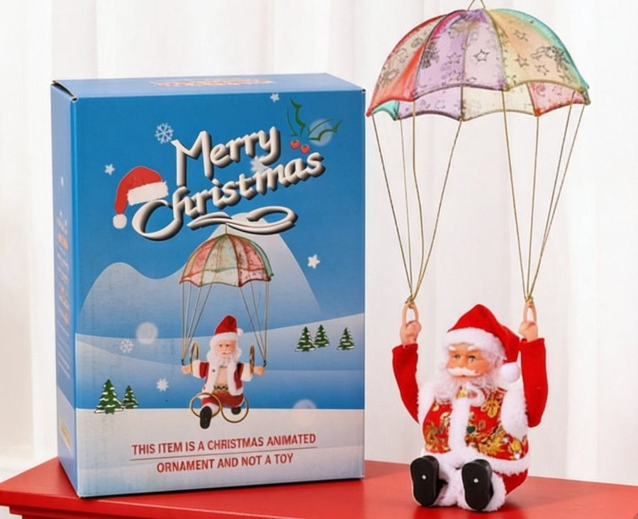 🎅🎄 Papá Noel Animado en Paracaídas con Luz y Movimiento - Decoración Navideña 🎁🌟