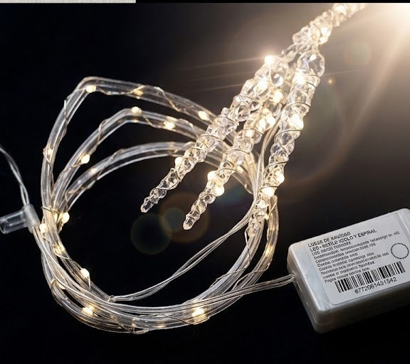 ❄️ Cortina Navideña Luces LED Cascada Carámbanos de Hielo - Luz Blanca Cálida ✨