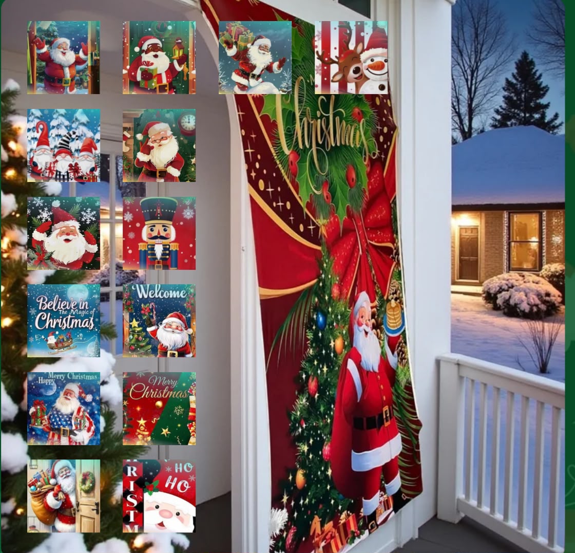 🎅 Cubierta Funda Decorativa Para Puerta Navideña Diseño Papá Noel 🎄🎁