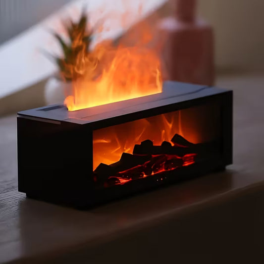 Humidificador y Difusor de Aroma Premium | Diseño de Chimenea con Llama Realista Interactiva