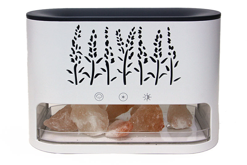 🏔️ Humidificador y Difusor de Aroma Premium | Motivo Jardín Botánico y Piedras de Sal del Himalaya (250ml) ✨