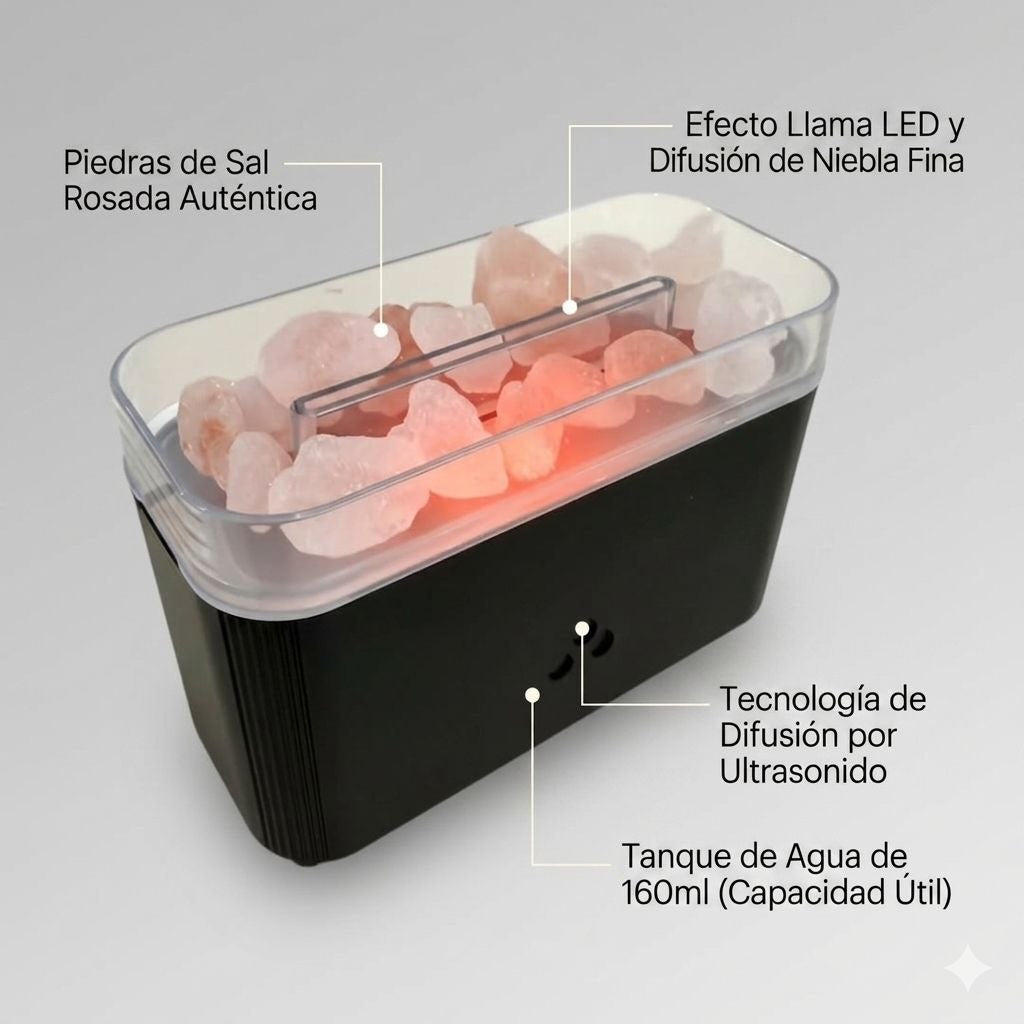 💧 Humidificador Gotas de Lluvia y Lámpara de Sal del Himalaya ✨