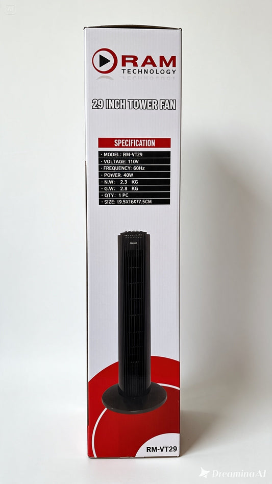 Ventilador De Torre 29 Pulgadas Ram Technology Rm-vt29 Con Control Remoto 🌬️🌪️