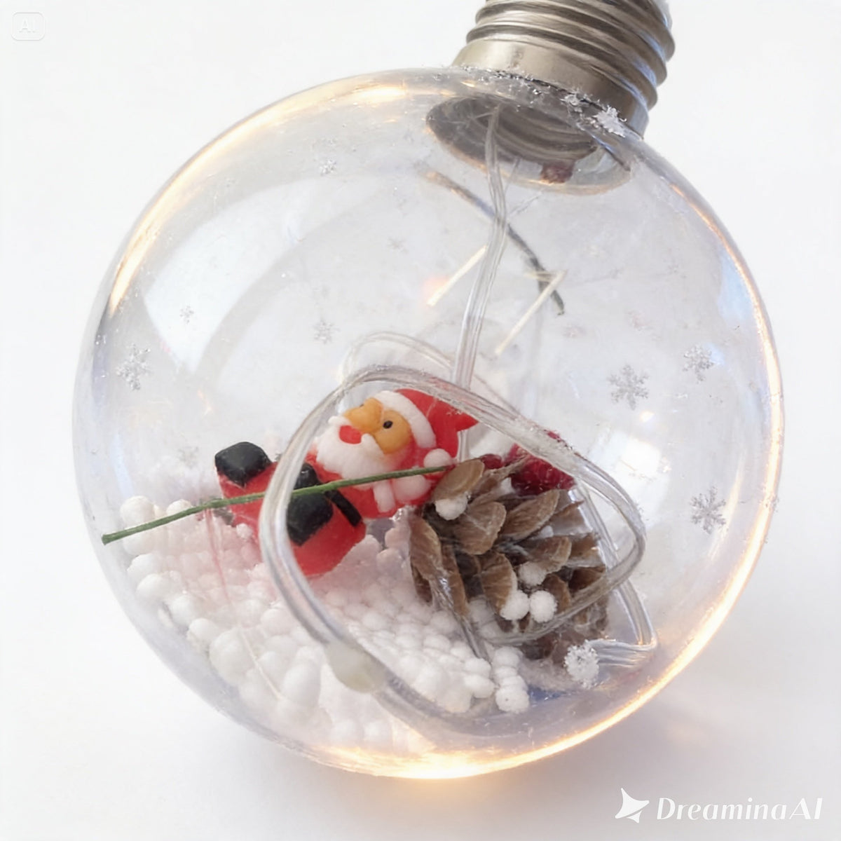 Guirnalda Luces Navideñas Adorno Muñeco De Nieve Y Esferas Con Papá Noel 🎄✨