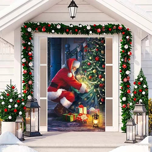 🎅 Cubierta Funda Decorativa Para Puerta Navideña Diseño Papá Noel 🎄🎁