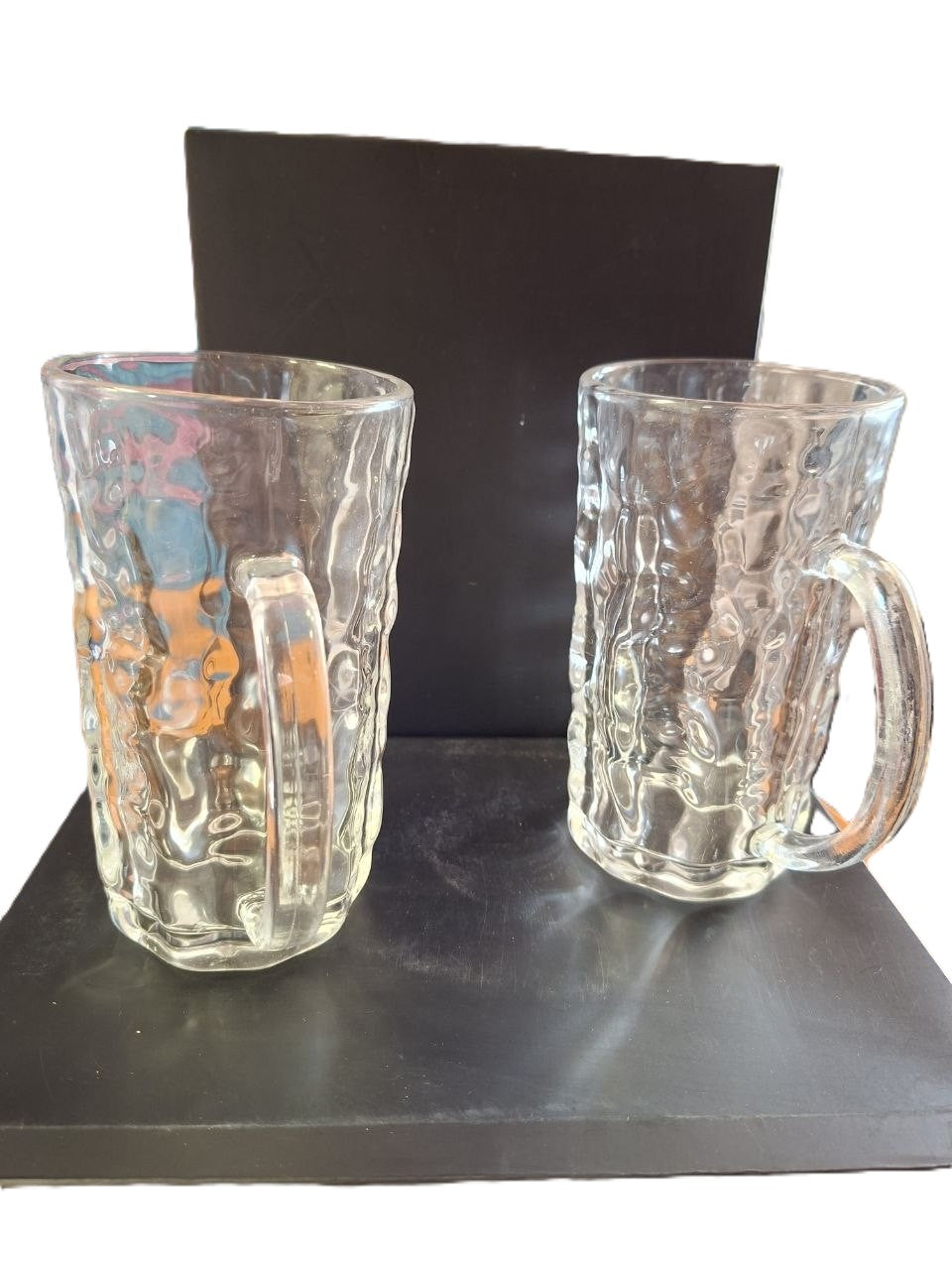 ✨ Set de 2 Mugs de Cristal: Textura de Corteza con Agarraderas Ultra-Cómodas ✨