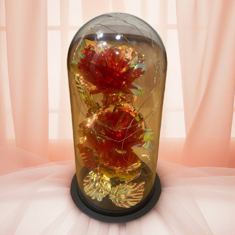 Rosa Eterna Dorada Doble