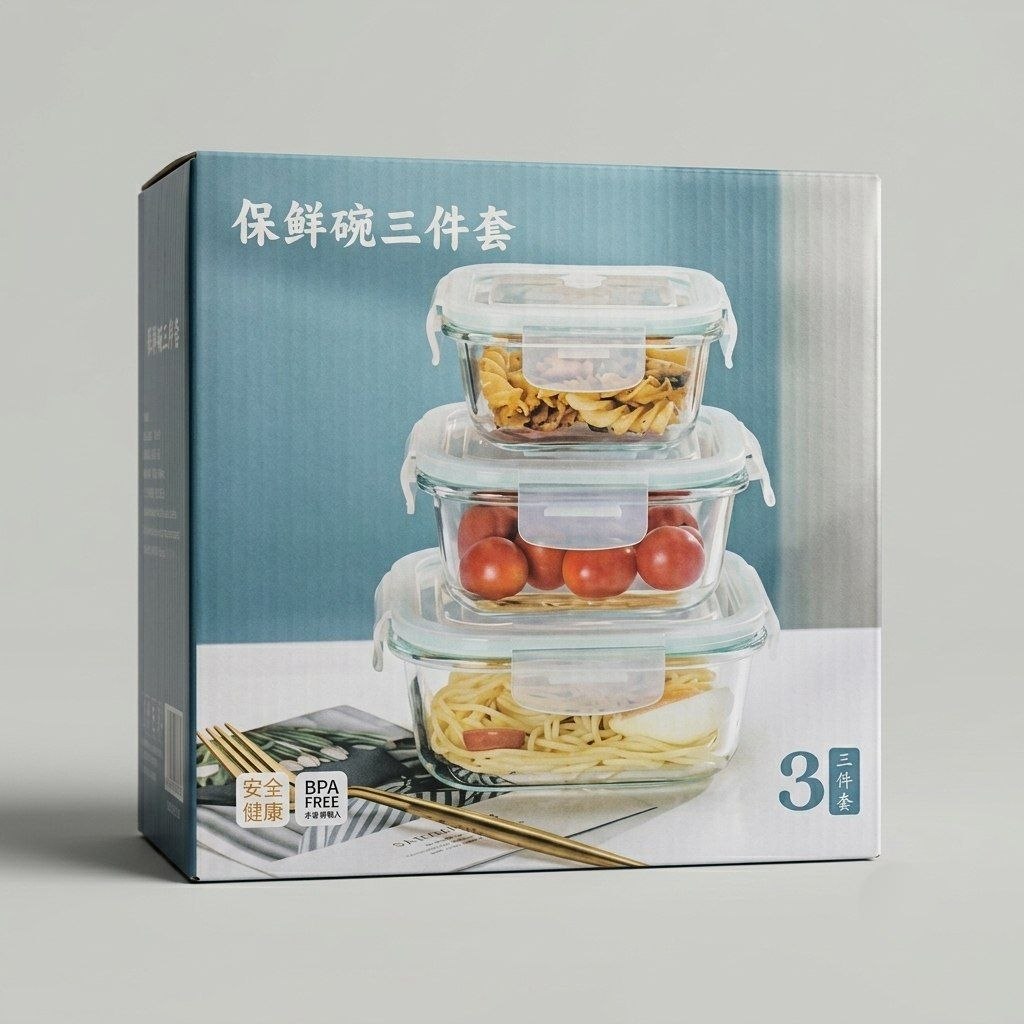 🥣 Juego de 3 Recipientes de Vidrio Borosilicato Herméticos con Válvula de Vapor ✨