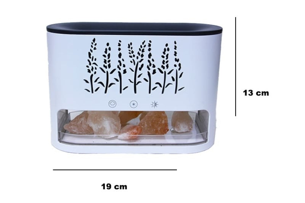 🏔️ Humidificador y Difusor de Aroma Premium | Motivo Jardín Botánico y Piedras de Sal del Himalaya (250ml) ✨