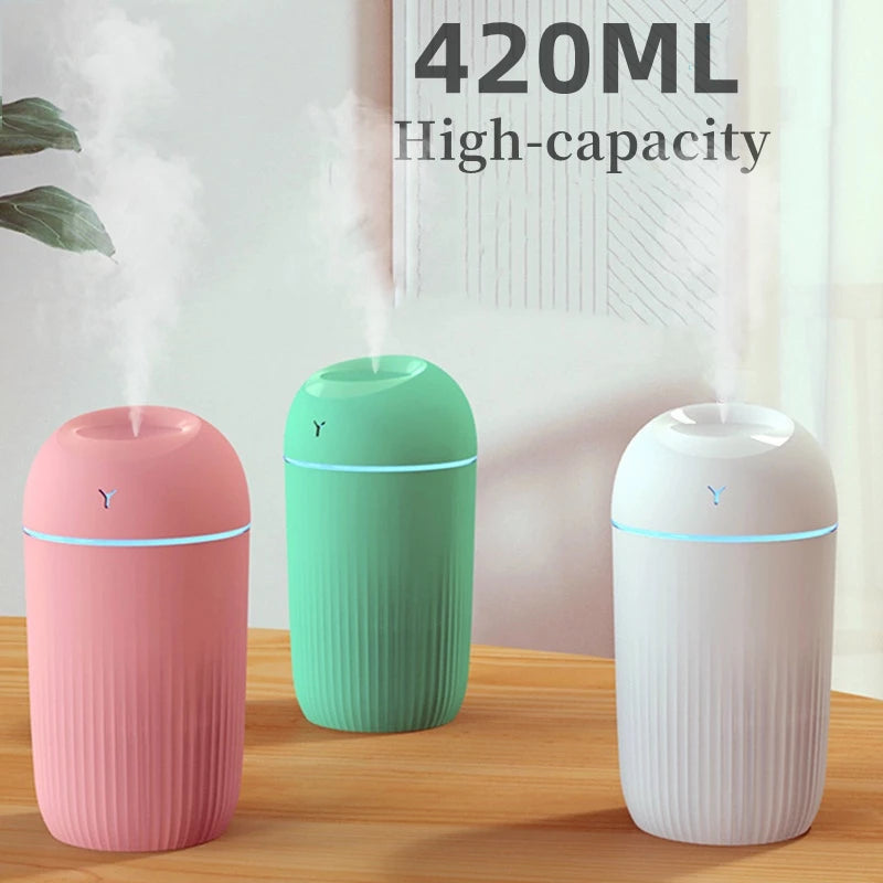 🌬️ Humidificador Ultrasónico Portátil 420ml | Difusor de Aromas USB + Luz LED ✨