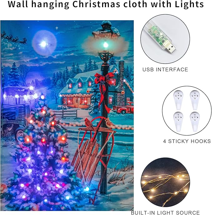 Manta o Tapiz Navideño con Luces LED Integradas